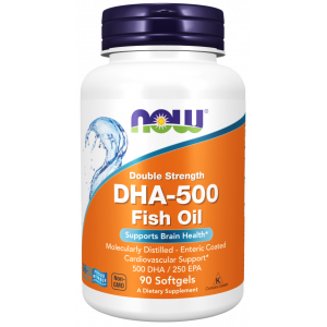 NOW DHA 500 FISH OIL DOUBLE STRENGTH BRAIN HEALTH SUPPORT 90 SOFTGELS